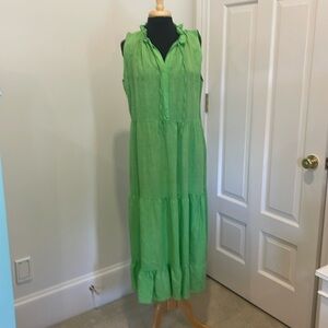 Green Linen Maxi Dress
